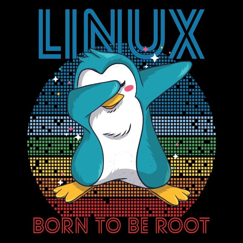 Born To Be Root Retro Penguin Linux Nerd Programme