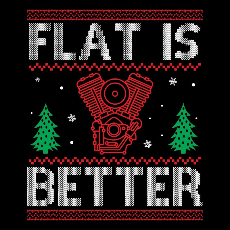 Engine Car Tuning Ugly Christmas - Flat Is Better