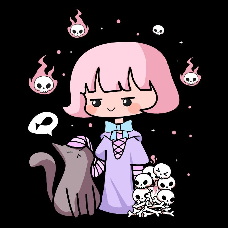 Pastel Goth Sorcière Emo Gothique Anime Chibi Fille