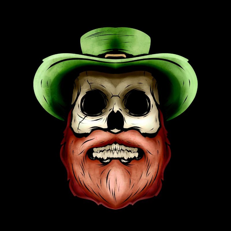 Skull With Green Hat And Red Beard For St