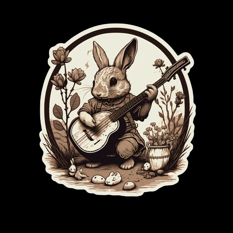 Rabbit Banjo Guitar Bunny Rabbit Easter Music