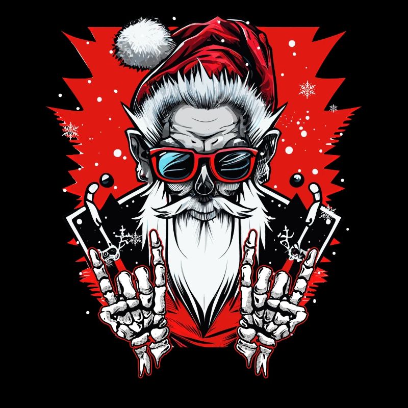 Rock n Roll Skeleton Santa Claus Funny Christmas