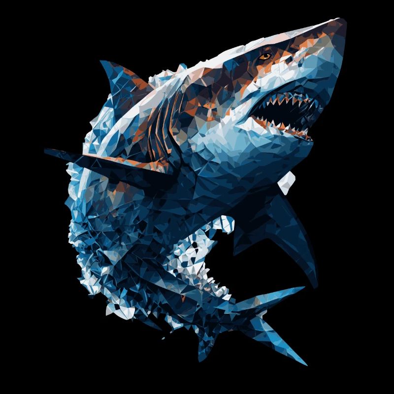 Géométrique Tête de Requin Abstrait Polygonal Wild Anima