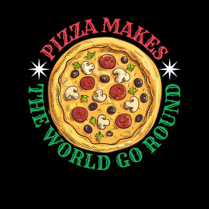 Comic-style pizza, saying for pizza fans