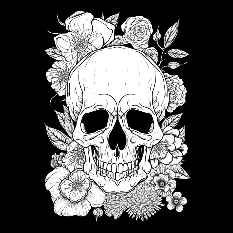 Ästhetische Blumen Totenkopf Kunst Geschenk