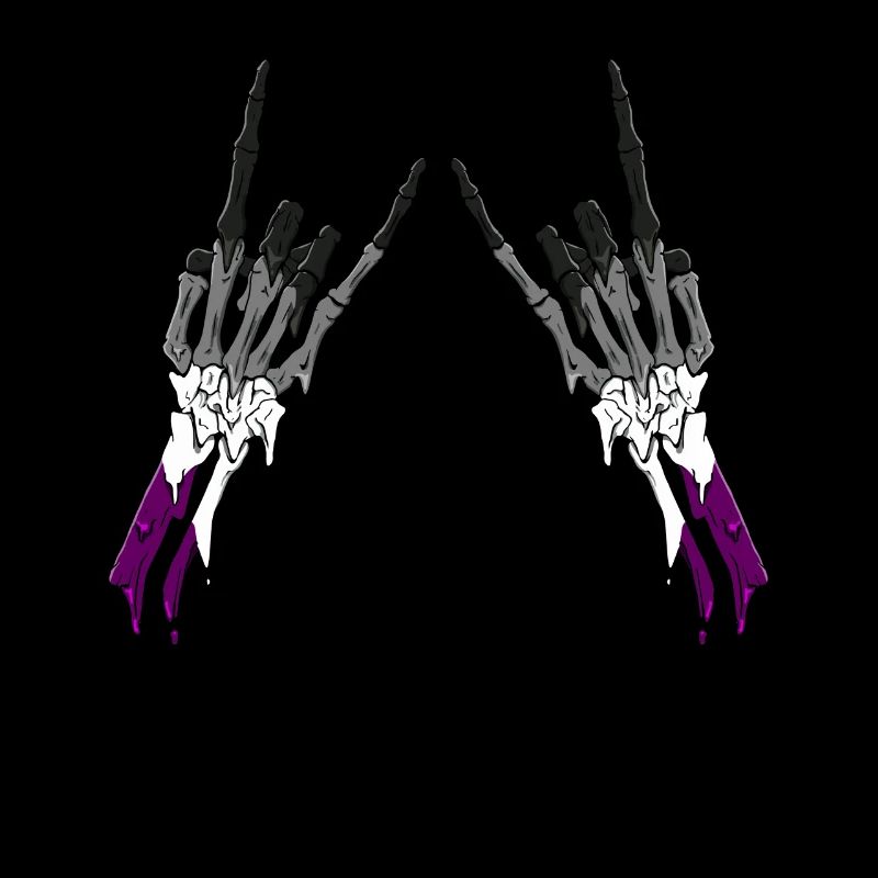 Asexual Pride Ace Flag Devil Horn Skeleton Subtle