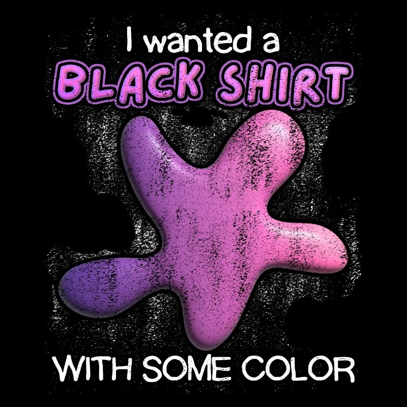 Chemise noire, éclaboussures de couleur 3D, drôle de dicton, jeu de mots