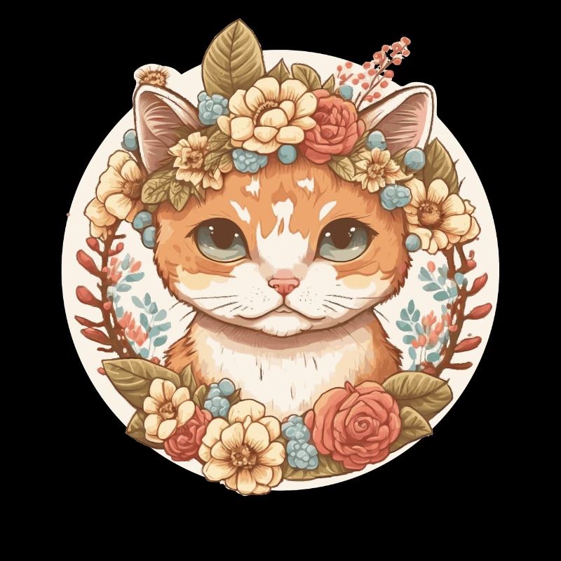 Cottagecore Mignon Bébé Chaton Chaton Fleur