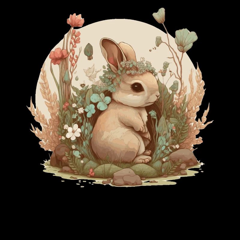 Cottagecore Mignon Bébé lapin Lapin Aquarelle Flow
