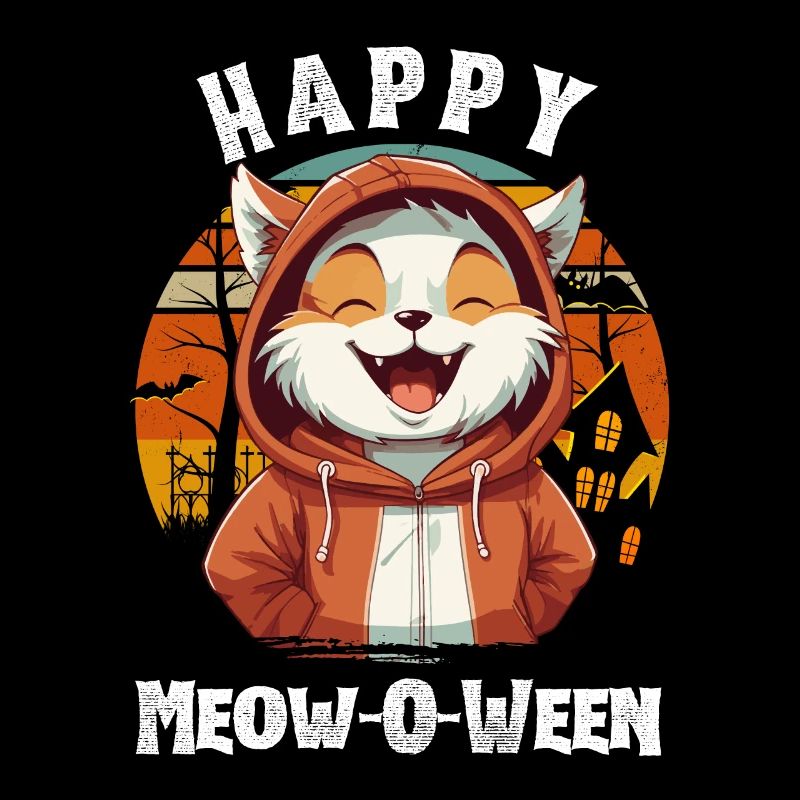 Mignon chat de dessin animé effrayant: Joyeux Halloween