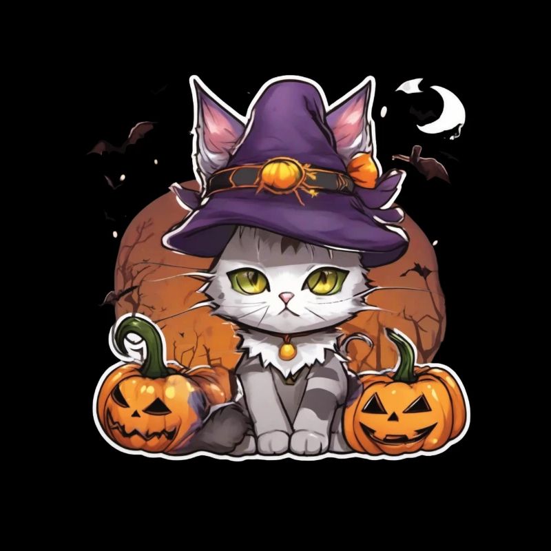 Weiße katze Katze Halloween Katze Hexe hexen Hut