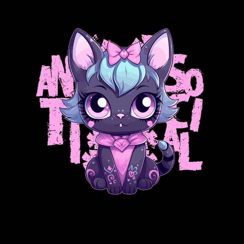 Kawaii Pastel Goth Cat Antisocial Introvert Japane