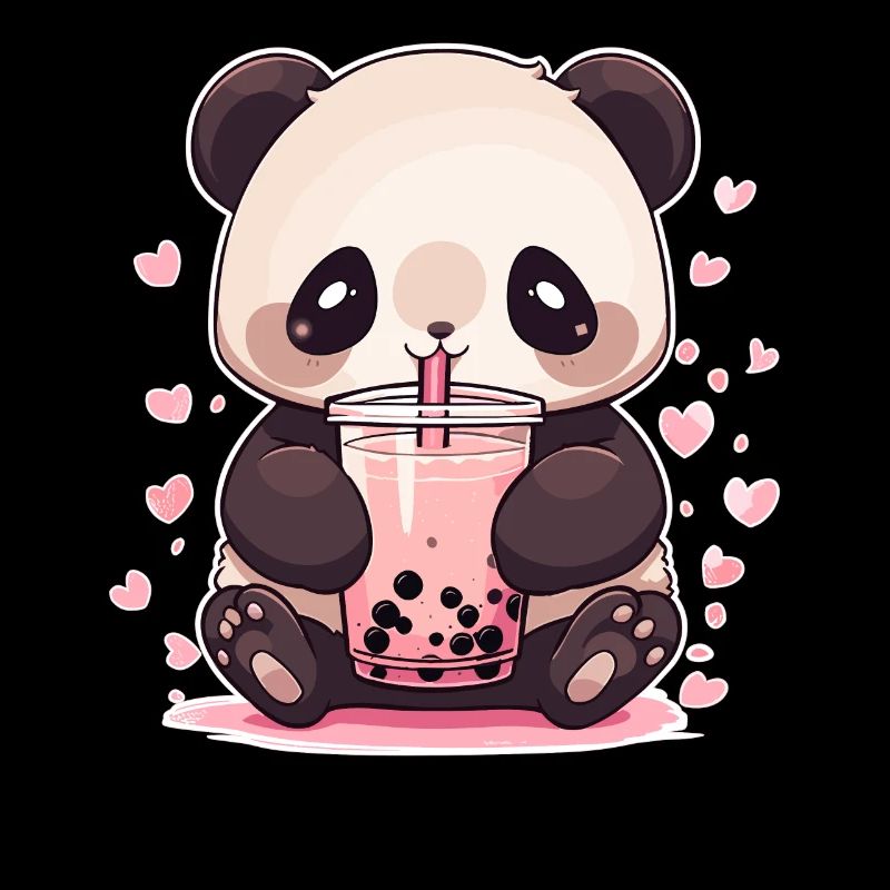 Kawaii Panda boit Boba Bubble Tea Chibi