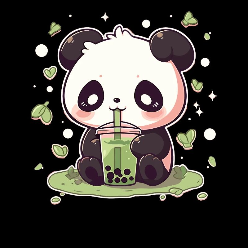 Kawaii Panda boit Boba Bubble Tea Chibi
