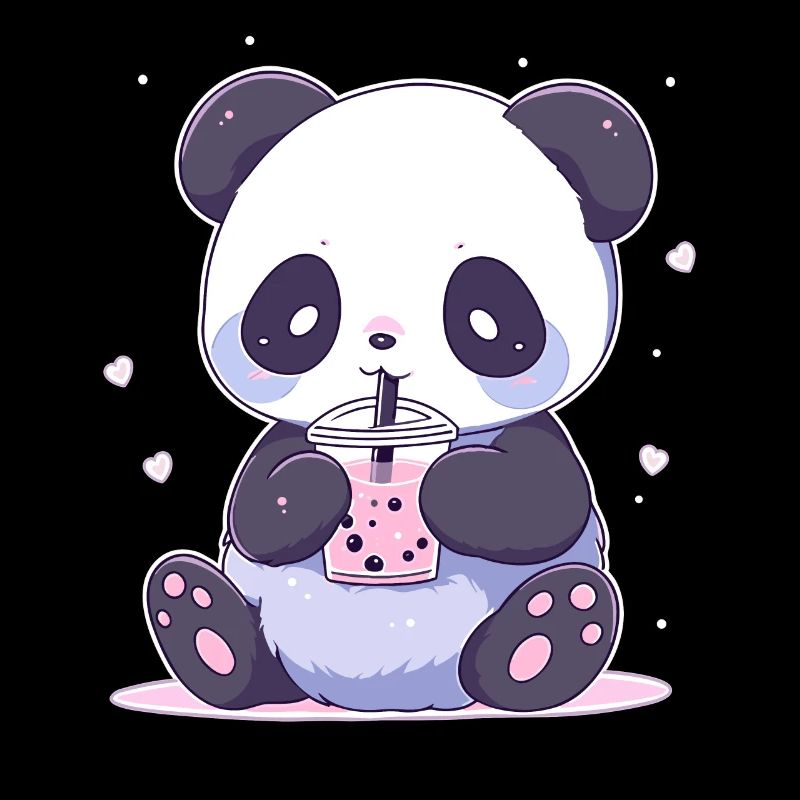 Kawaii Panda boit Boba Bubble Tea Chibi