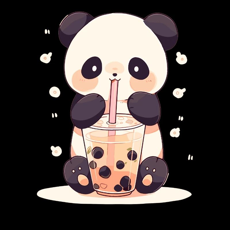 Kawaii Panda boit Boba Bubble Tea Chibi