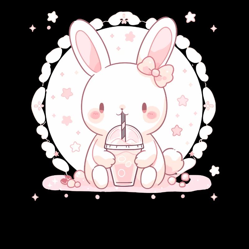 Kawaii Hase trinkt Boba Bubble Tea Chibi