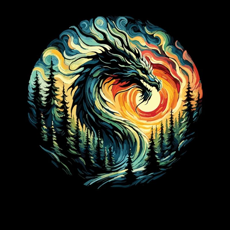 Lever de soleil avec dragon