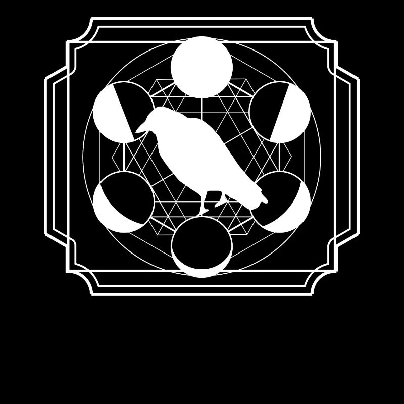 Crow Bird Moon Phases Geometric Witchcraft Goth Ae