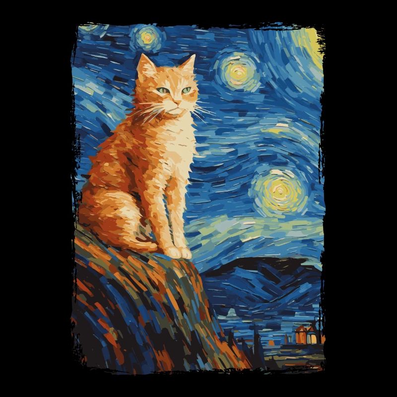 Katze Starry Night