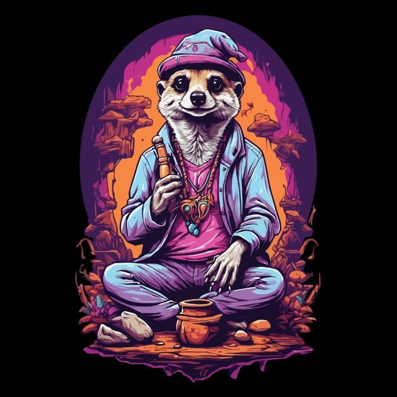 Suricate psychédélique Art Goa Design