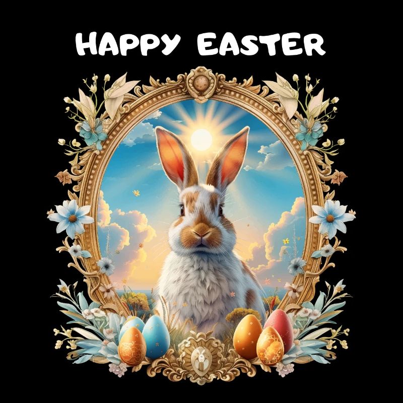 JOYEUSES PÂQUES, emblème, Pâques, lapin de Pâques, belle,