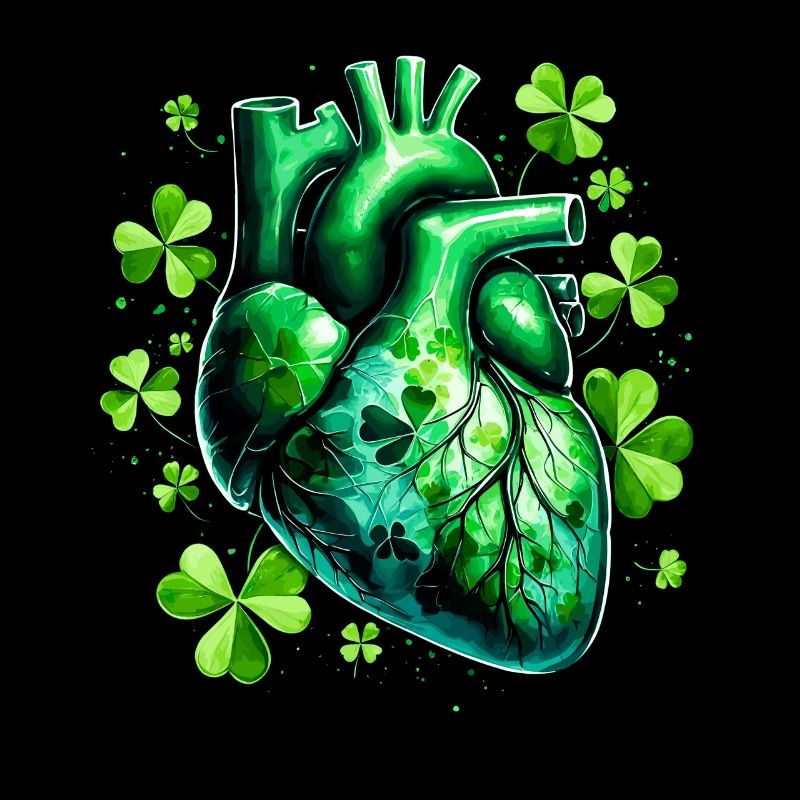 Coeur anatomique avec trèfles