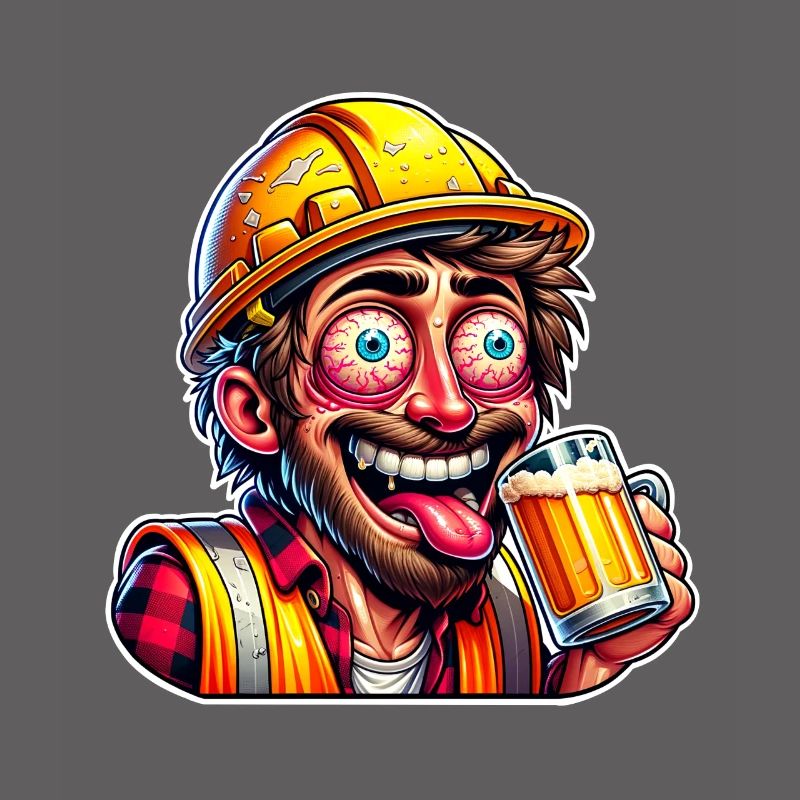 Construction Worker Beer Drunk Funny