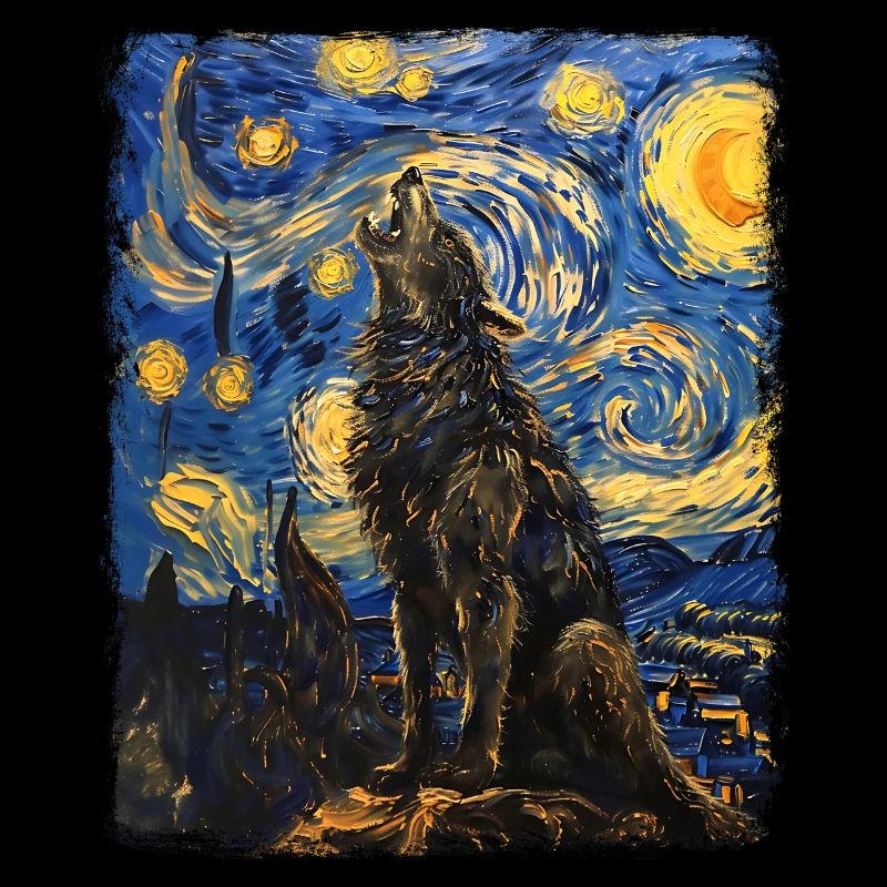 Werwolf Wölfe heulen Sternennacht Gemälde