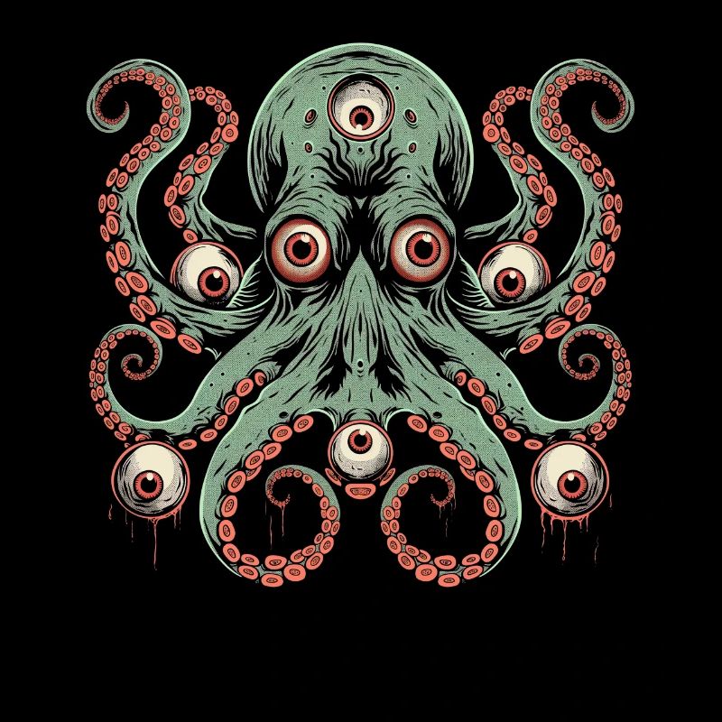Weirdcore Ästhetischer Oktopus Augäpfel Cthulhu St