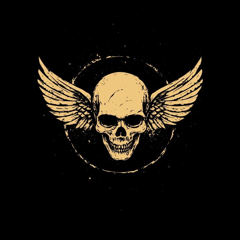 Skull with wings for bikers – retro style