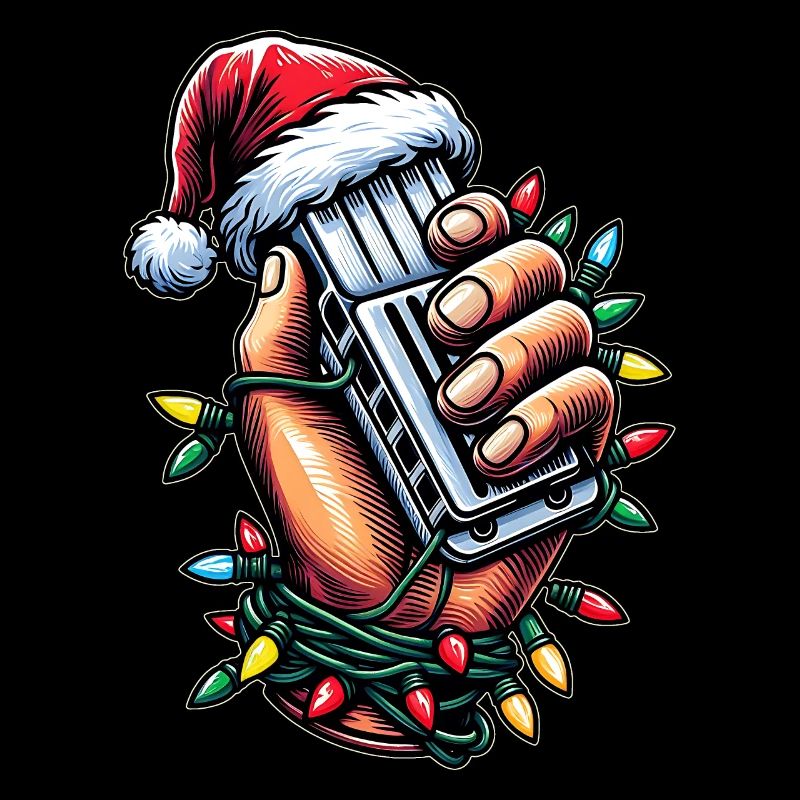 Harmonica Harmonica Joueur Chapeau de Père Noël