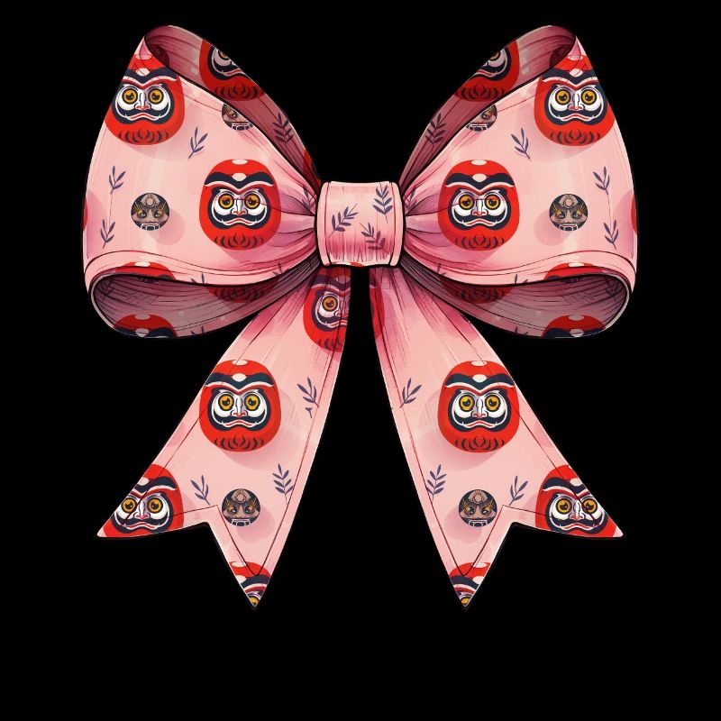 Coquette Bogen Daruma Puppe Japan Muster Rosa Band
