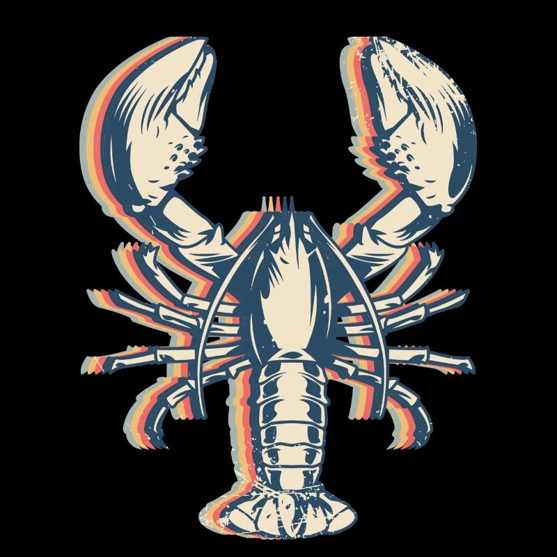 Crayfish Crayfish Crayfish Crayfish Retro Line Art