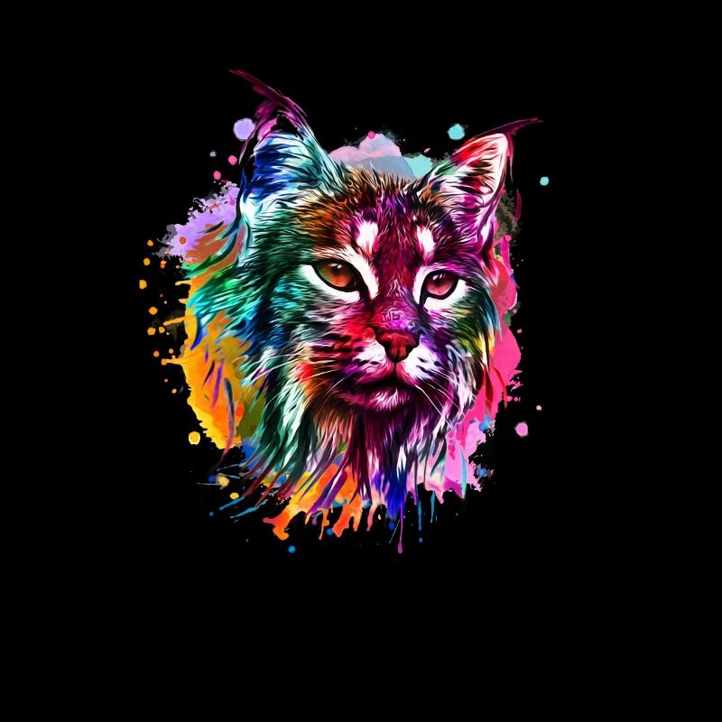Luchs Aquarell Wasserfarben Bunt Geschenk