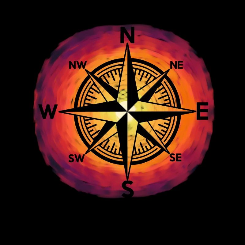 Sunset Windrose Compass Maritim Nautical