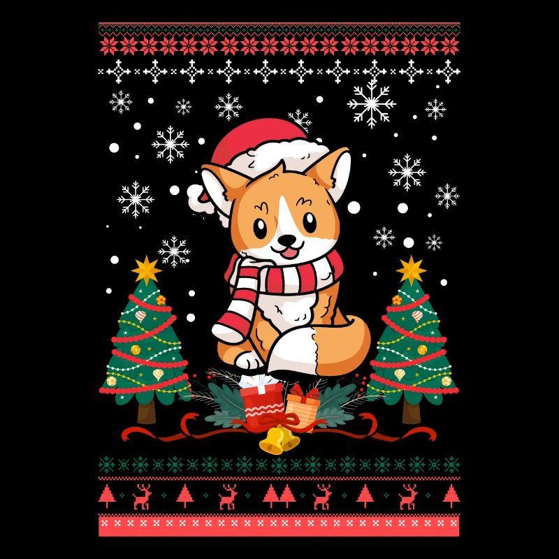 Ugly Christmas Fox Pattern Knitted Xmas Christ Child