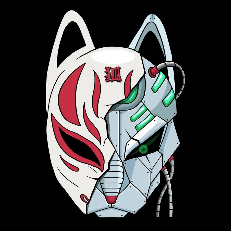Cyborg Kitsune Mask Fox Mask Cyber Esthétique