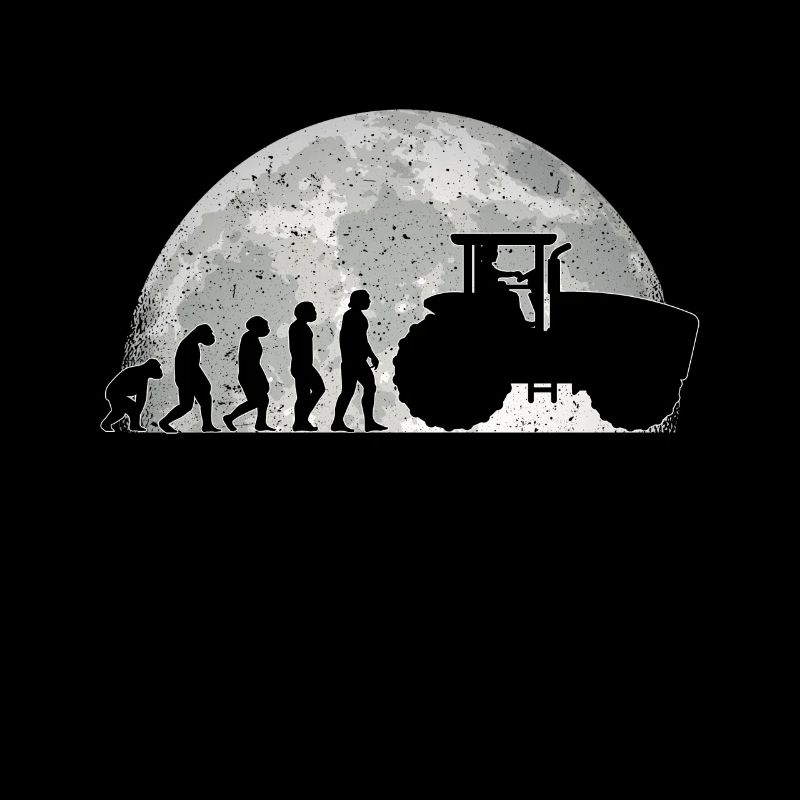 Tractor Driver Evolution Moon Tractor Farmer