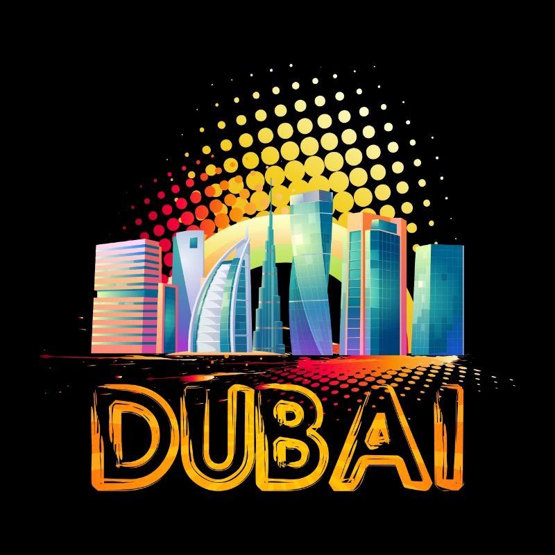 Dubai Skyline Sommer Sonne Palmen Strand Meer