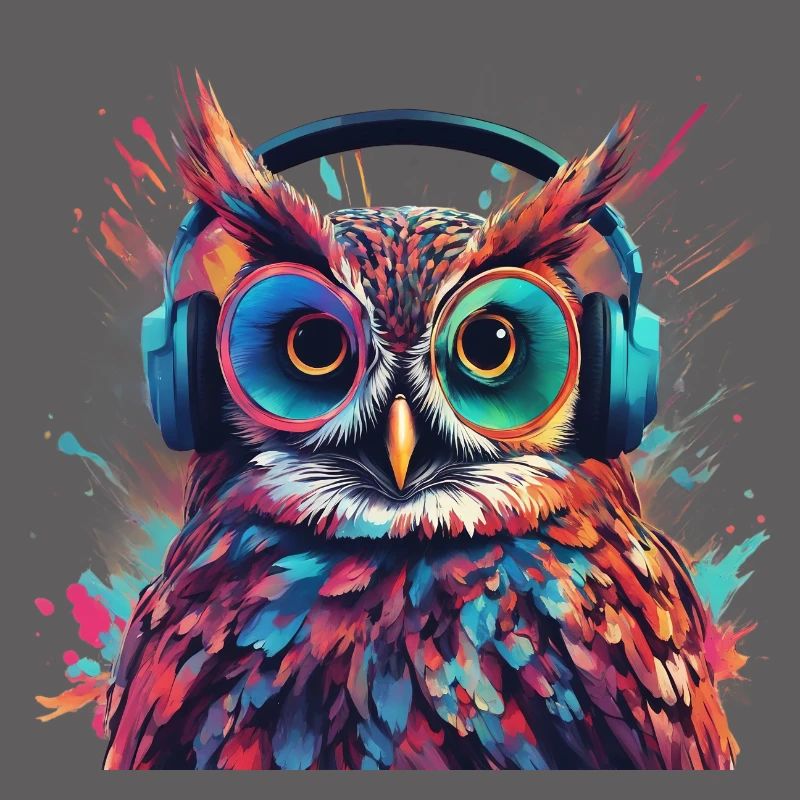 Coole Eule mit Kopfhörer
