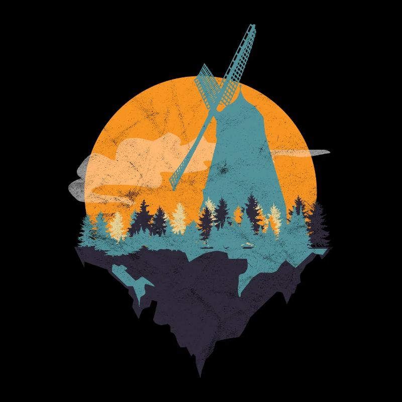 Windmill gift sunset landscape
