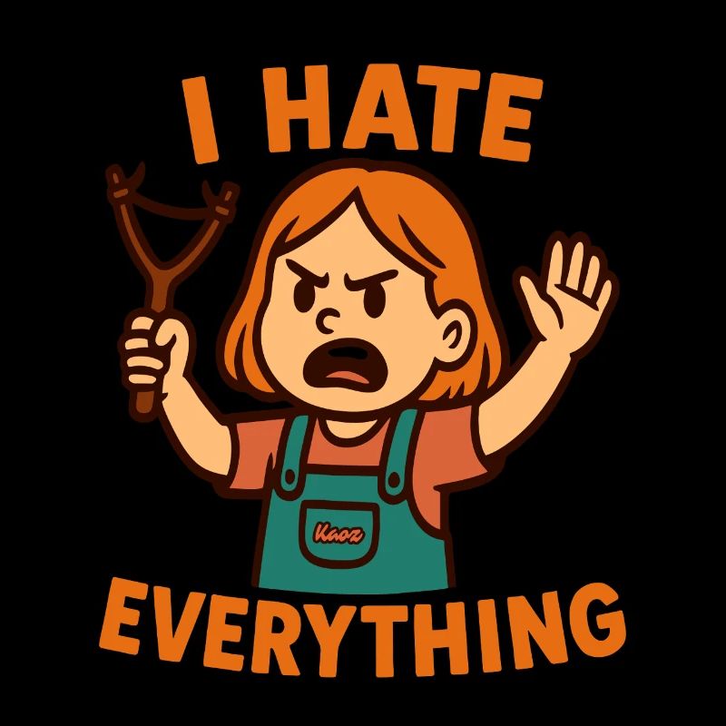 I hate everything – Angry child with a slingshot