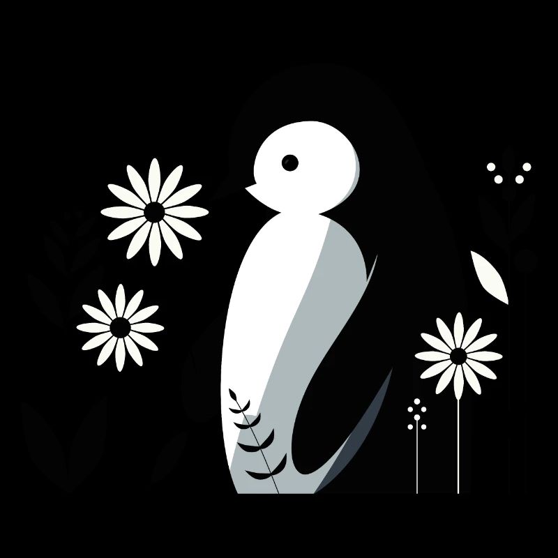Pinguin mit Blumen