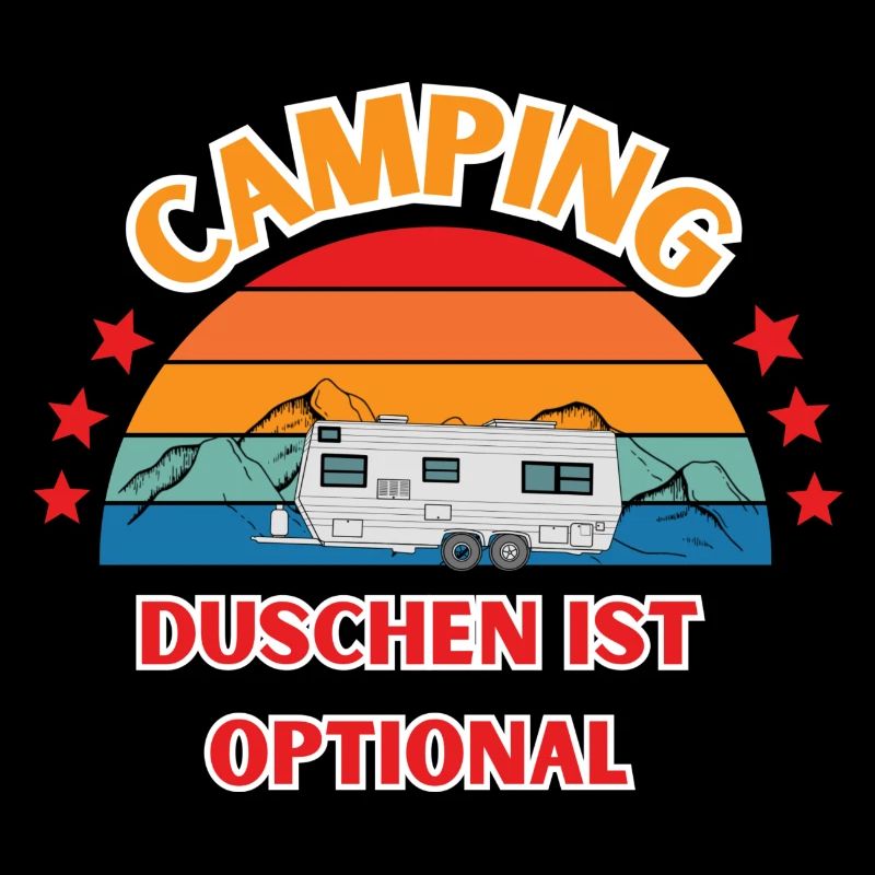 Drôle de slogan de camping. La douche est facultative