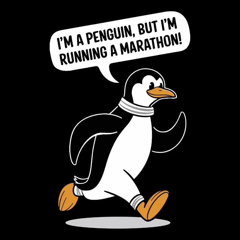 Penguin Marathon Runner Motif