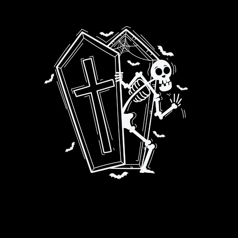 Skeleton and coffin horror melancholy