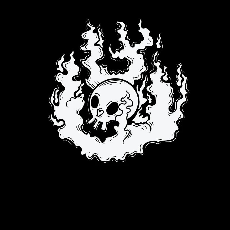 Burning Bone Skull Gothic Styl