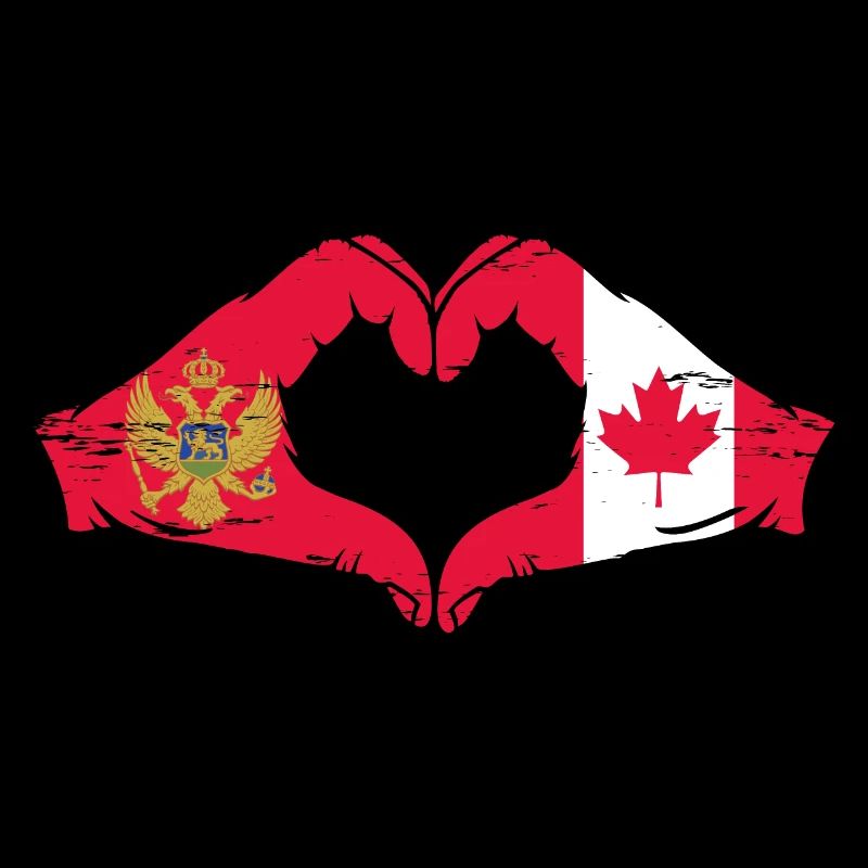 Monténégro Canada drapeau mains forme coeur utilisé