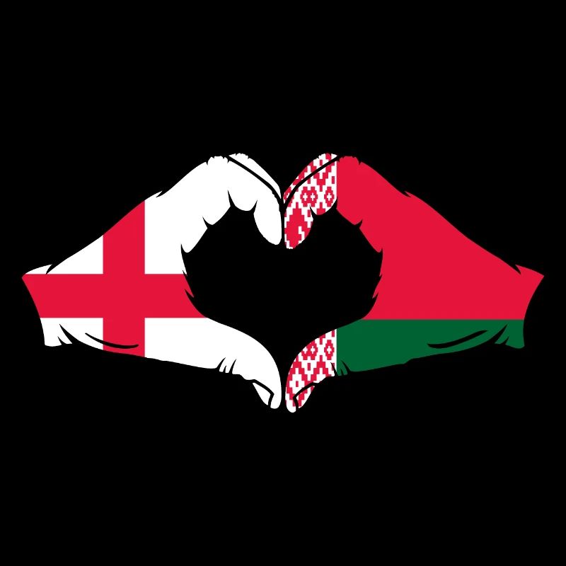 Angleterre Biélorussie drapeau mains forme coeur